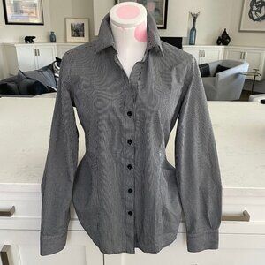 Foxcroft Lg Slv Button Down Cotton Check Wrinkle Free Shirt Blk+Wht Sz S NWOT